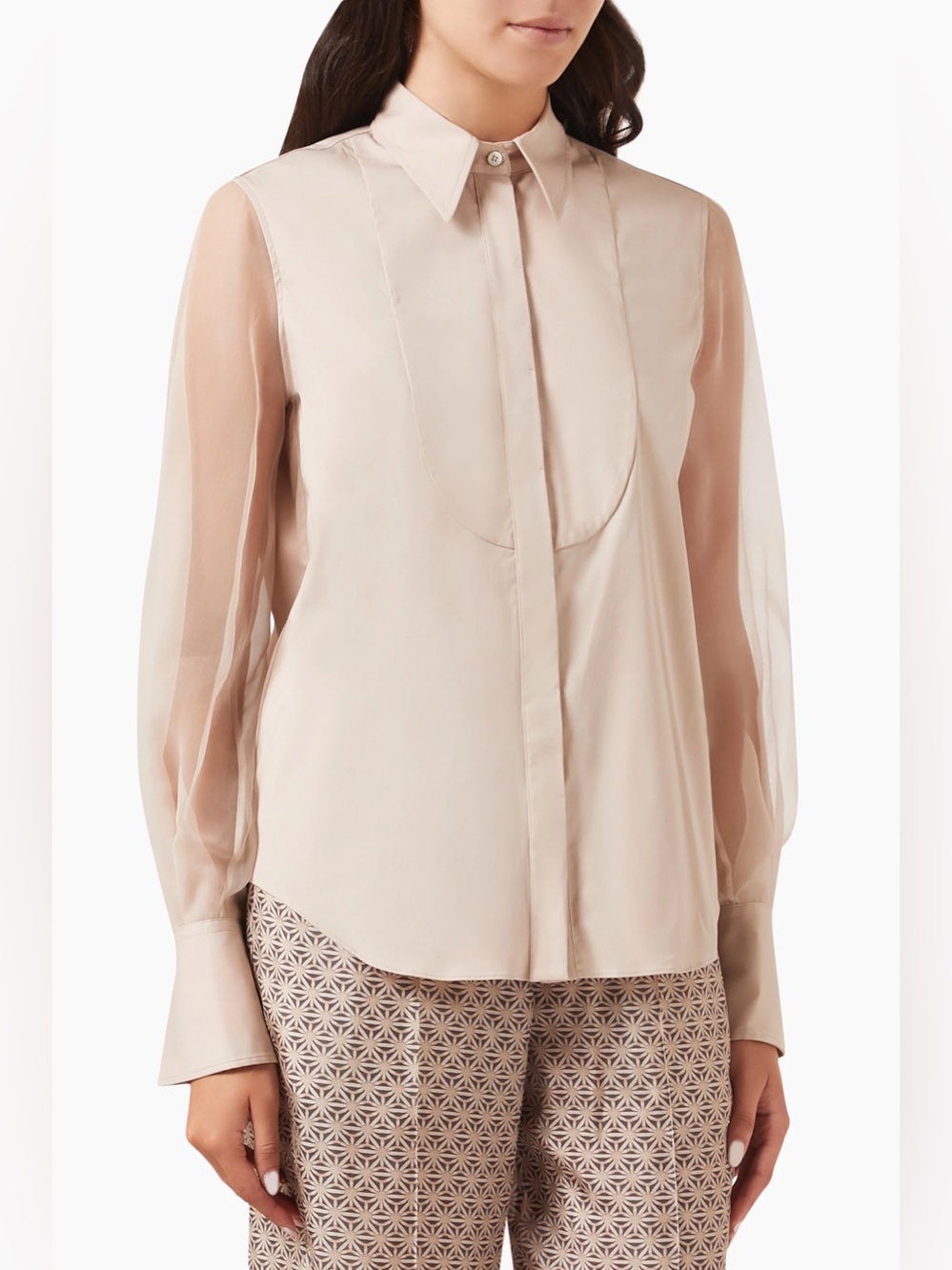 NWT Brunello Cucinelli Silk Sheer Sleeve Blouse